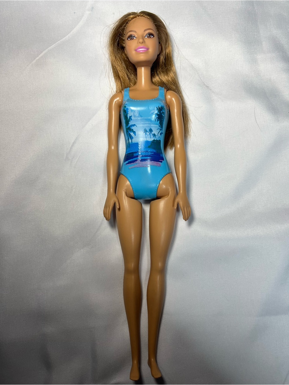 2015 Mattel Barbie Beach Summer Doll #DGT81 Blue Tropical Swimsuit